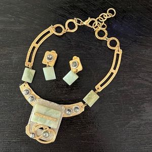 J JENSEN NECKLACE CLIP EARRINGS SET